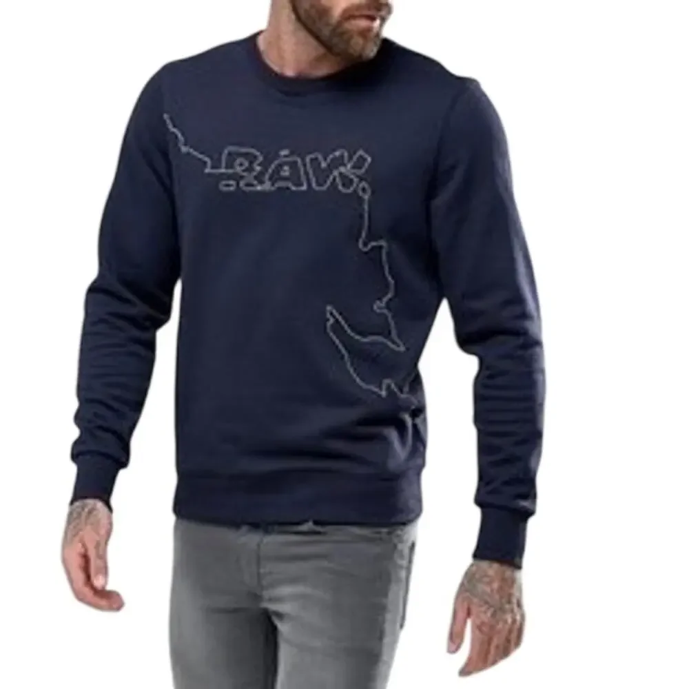 G-Star Raw Navy Blue Stitch Design Crewneck Sweatshirt Mens XL Loungewear Casual